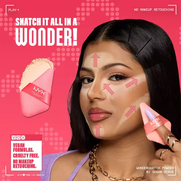 Snatch it all in a puff! Dual side pro setting puff for a full-face snatch.