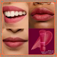 Grid of lip macros showing additional soft pink and warm nude shades of NYX Professional Makeup Holiday Smushy Kit of Smushy Matte Lip Balm in shade 11 Squeeze N Sizzle.